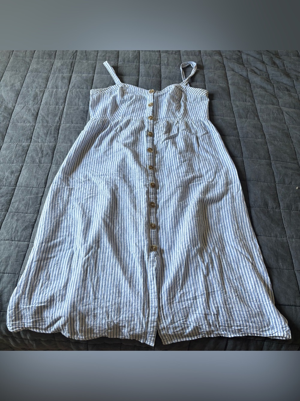 Seraphine blue white striped button down maternity nursing dress size 10